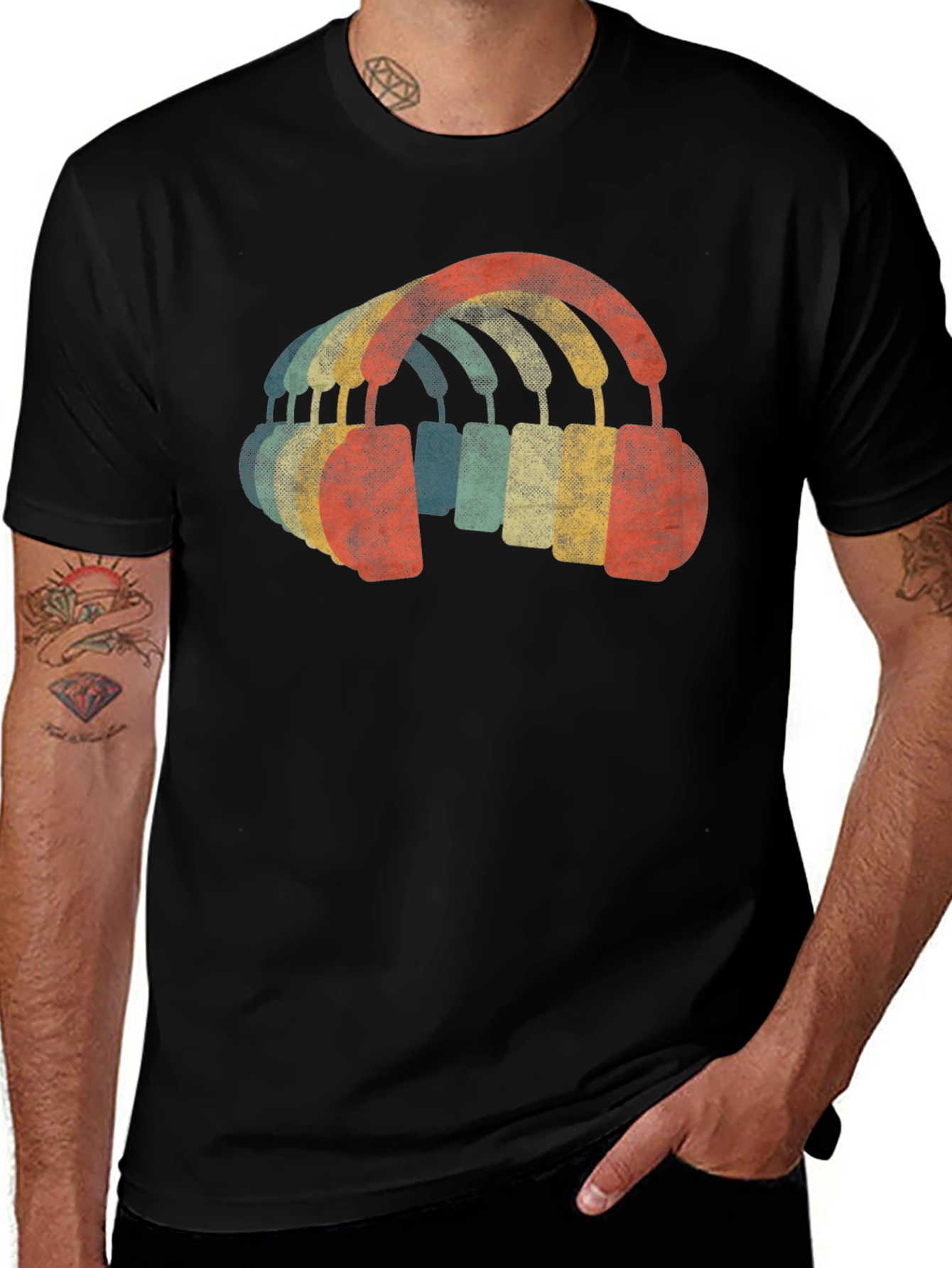 Retro Headphones Graphic T-Shirt - Music Lover Tee