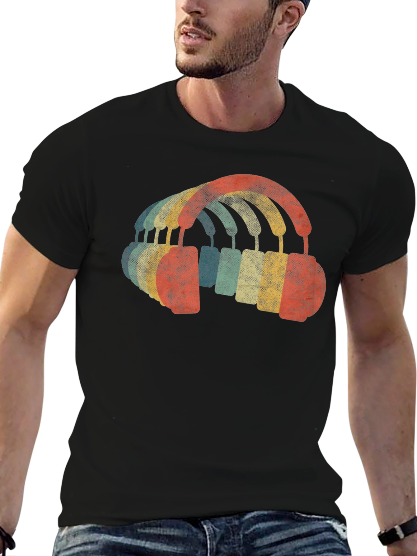 Retro Headphones Graphic T-Shirt - Music Lover Tee