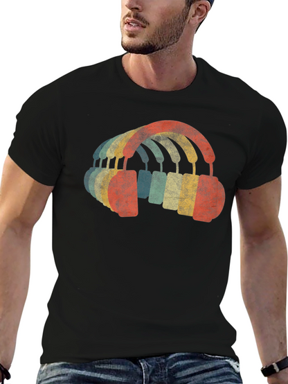 Retro Headphones Graphic T-Shirt - Music Lover Tee