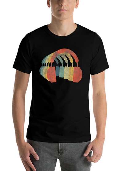 Retro Headphones Graphic T-Shirt - Music Lover Tee