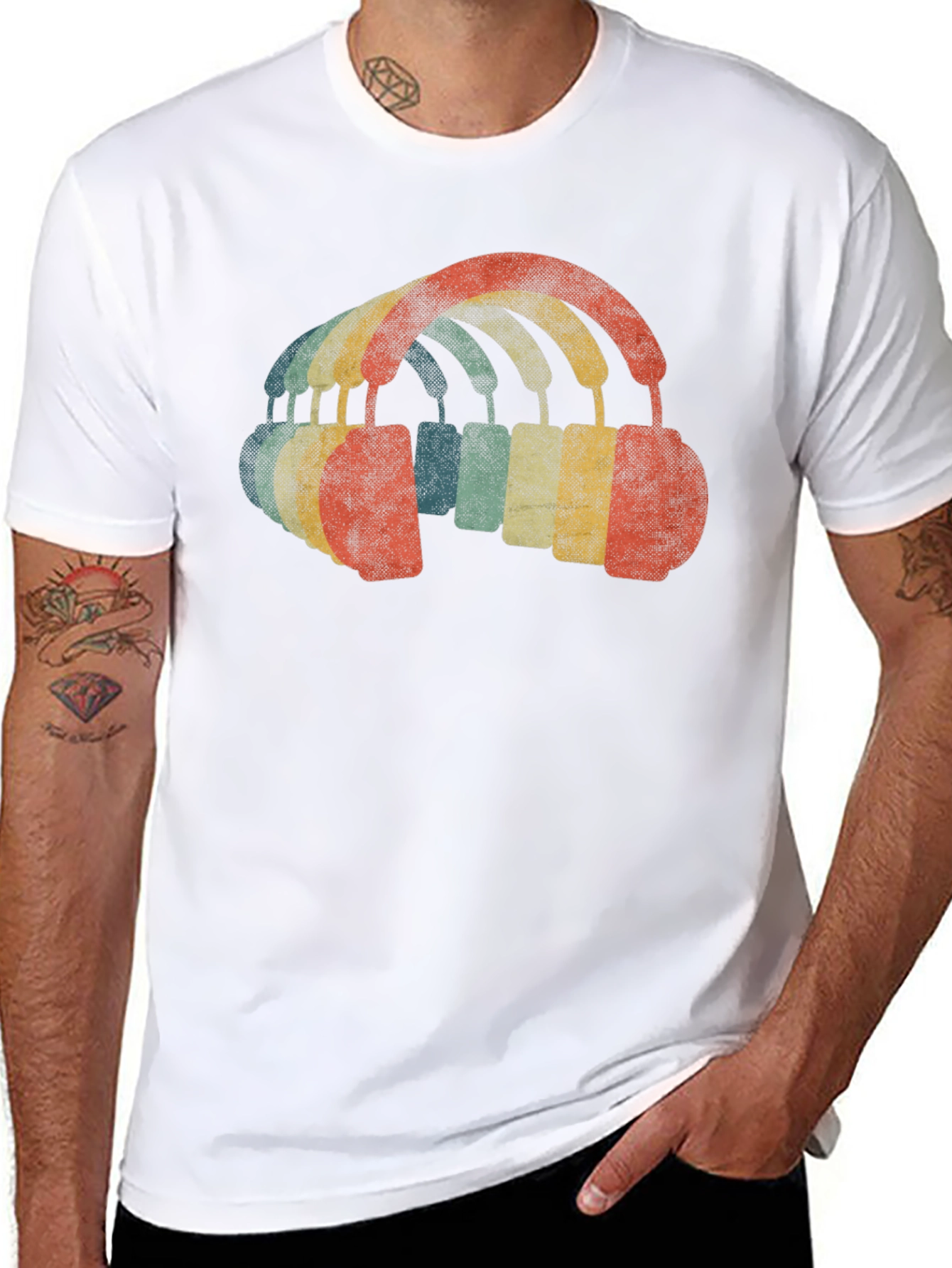 Retro Headphones Graphic T-Shirt - Music Lover Tee