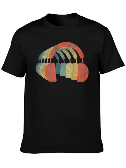 Retro Headphones Graphic T-Shirt - Music Lover Tee