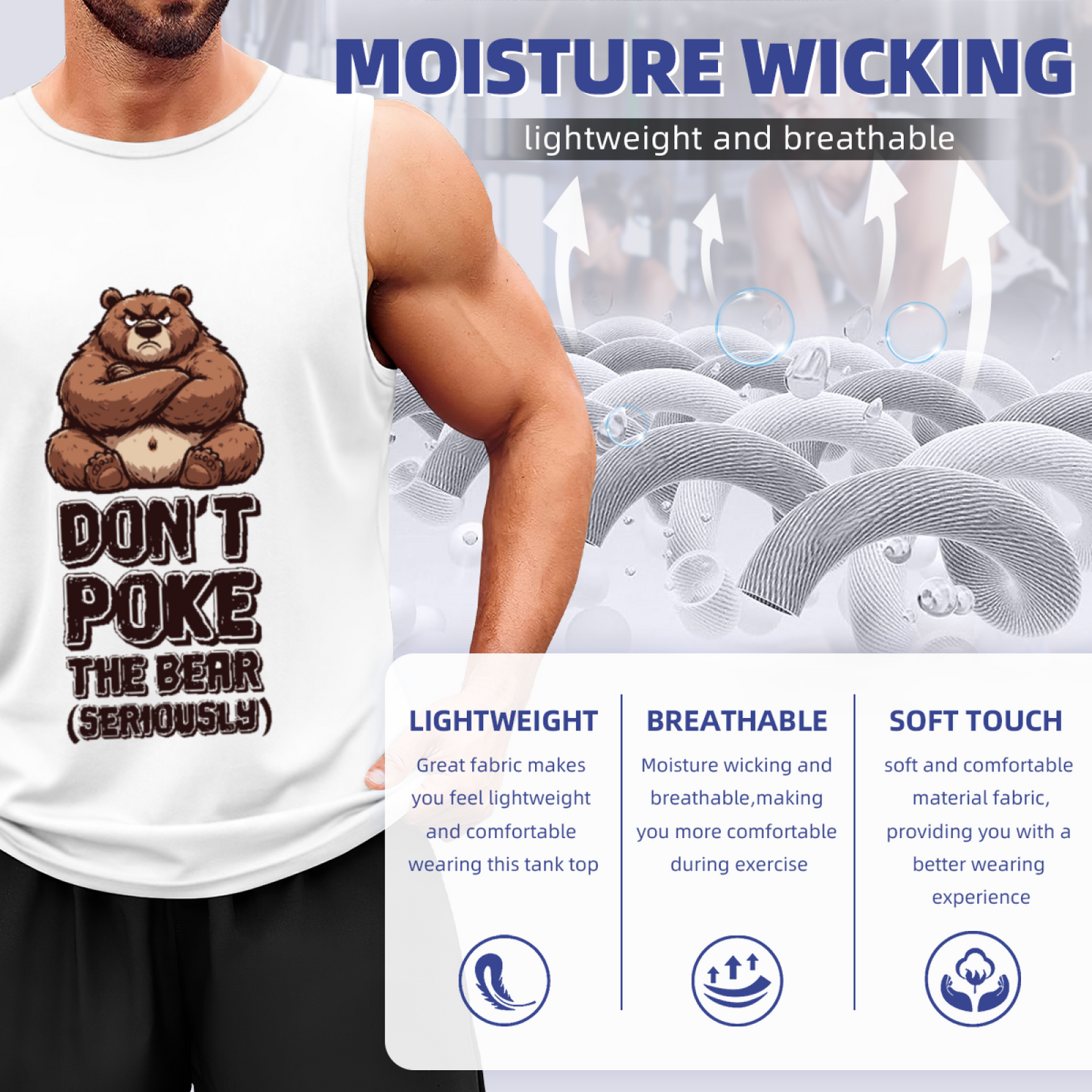 Don¡¯t Poke The Bear Grumpy Cartoon Funny Tank