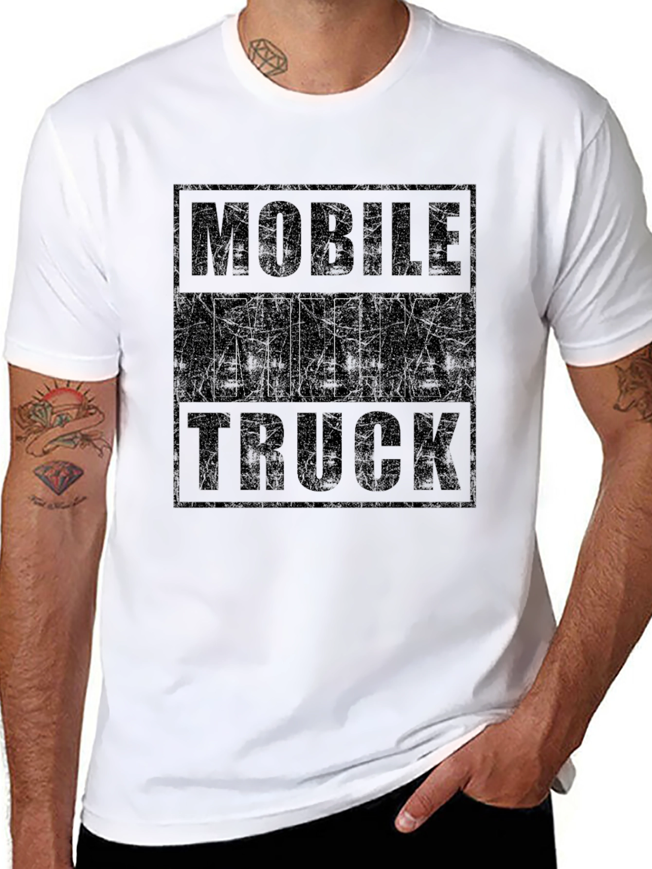Mobile Milk Truck Graphic Tee - Black Cotton T-Shirt