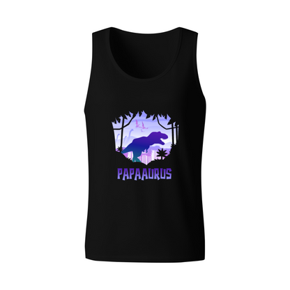 Papasaurus Retro Purple Dinosaur Dad Graphic Tank