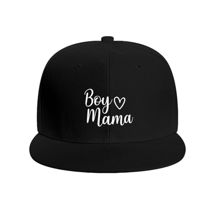 Handwritten Boy Mama Heart Red Flat Snapback, Son Mom Cute Daily Sun Hat