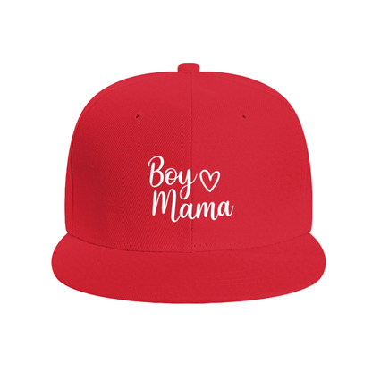 Handwritten Boy Mama Heart Red Flat Snapback, Son Mom Cute Daily Sun Hat