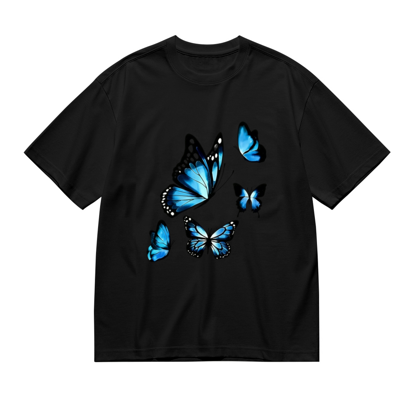 Stunning Bright Blue Morpho Butterflies Glossy Graphic Plus Size Women Printed T-Shirt
