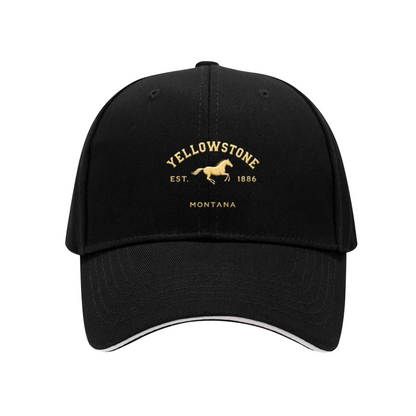 Vintage Yellowstone EST.1886 Navy Sandwich Baseball Cap, Western Ranch Style Dad Hat