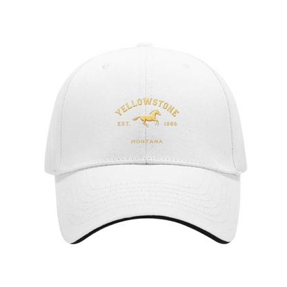 Vintage Yellowstone EST.1886 Navy Sandwich Baseball Cap, Western Ranch Style Dad Hat