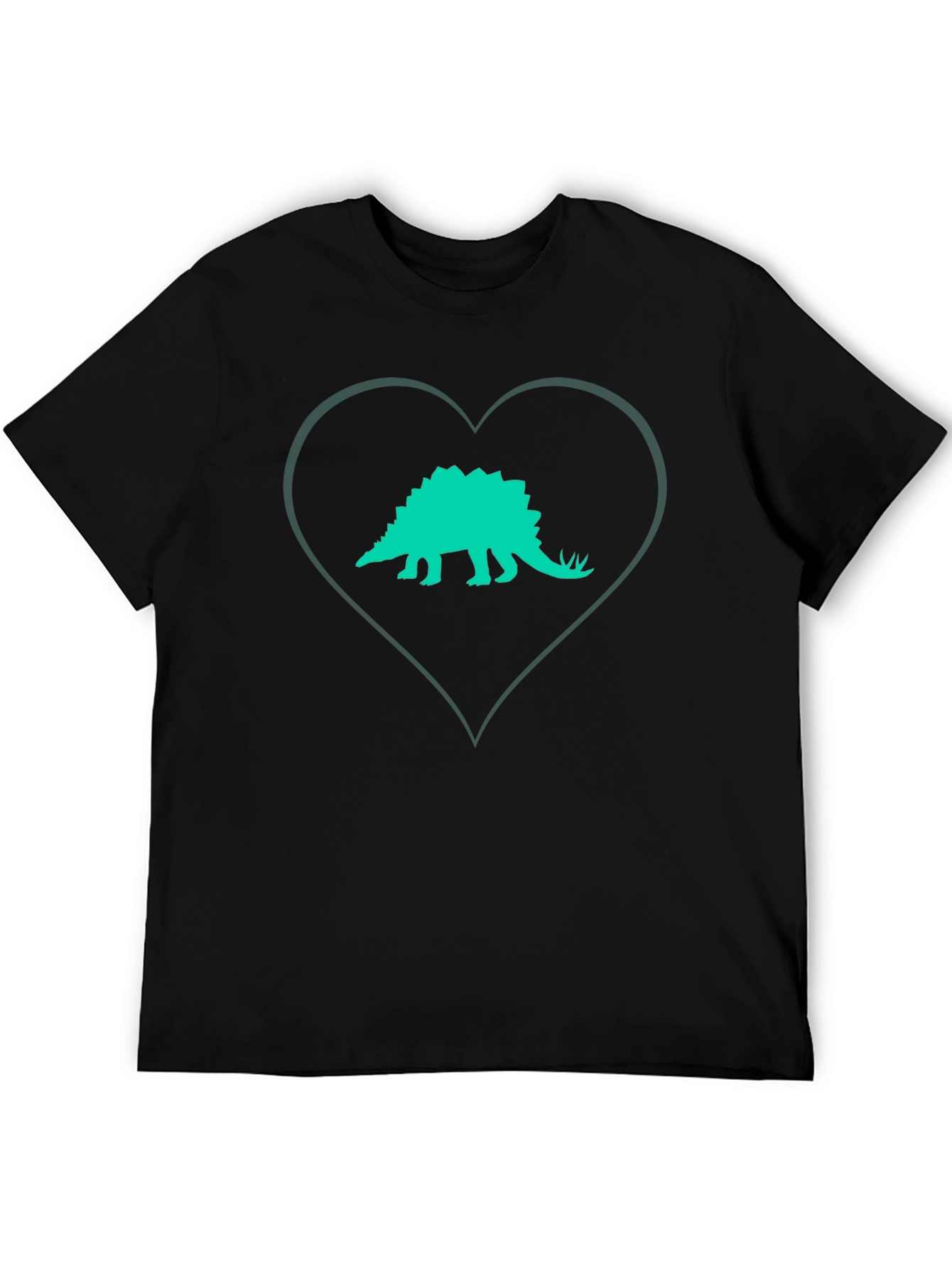 Dinosaur Heart Graphic Tee - Black Cotton T-Shirt
