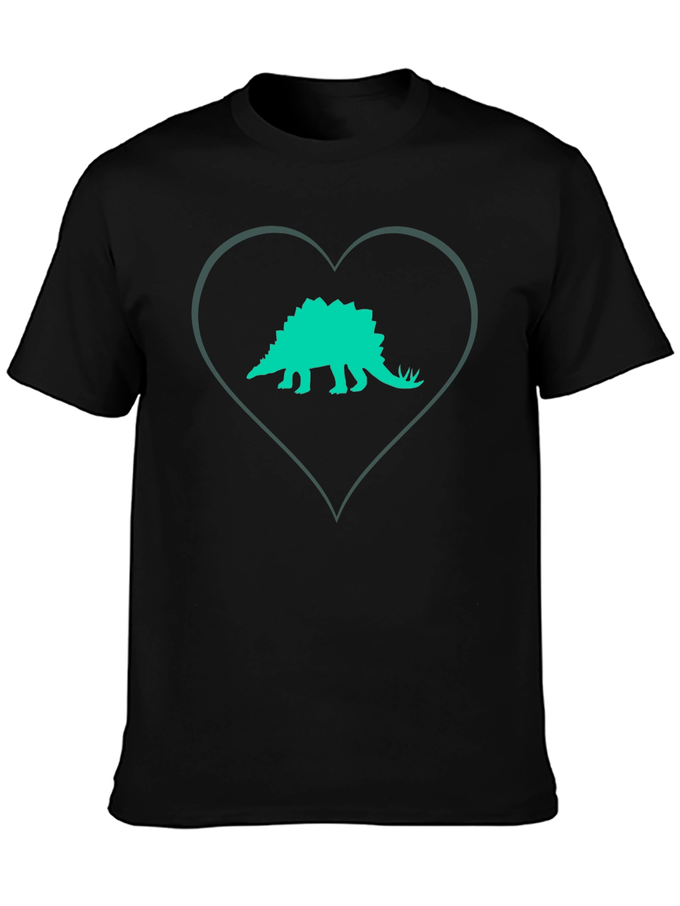 Dinosaur Heart Graphic Tee - Black Cotton T-Shirt