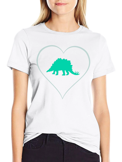 Dinosaur Heart Graphic Tee - Black Cotton T-Shirt