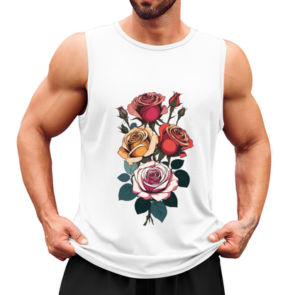 Vintage Multicolor Roses Floral Art Men¡¯s Casual Tank Top