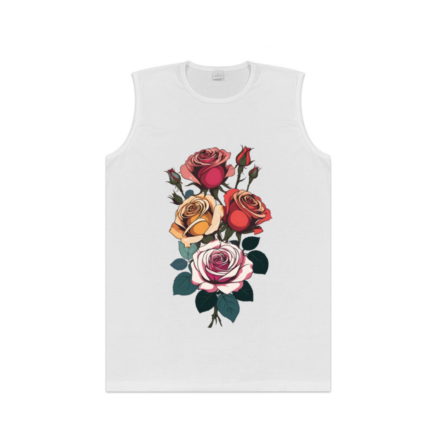 Vintage Multicolor Roses Floral Art Men¡¯s Casual Tank Top