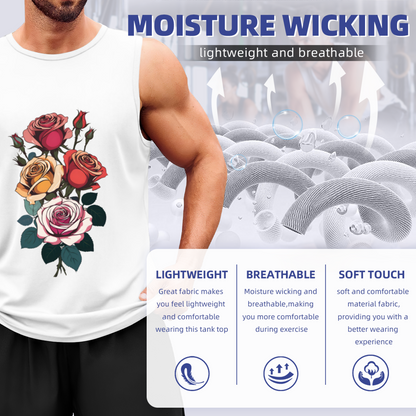 Vintage Multicolor Roses Floral Art Men¡¯s Casual Tank Top