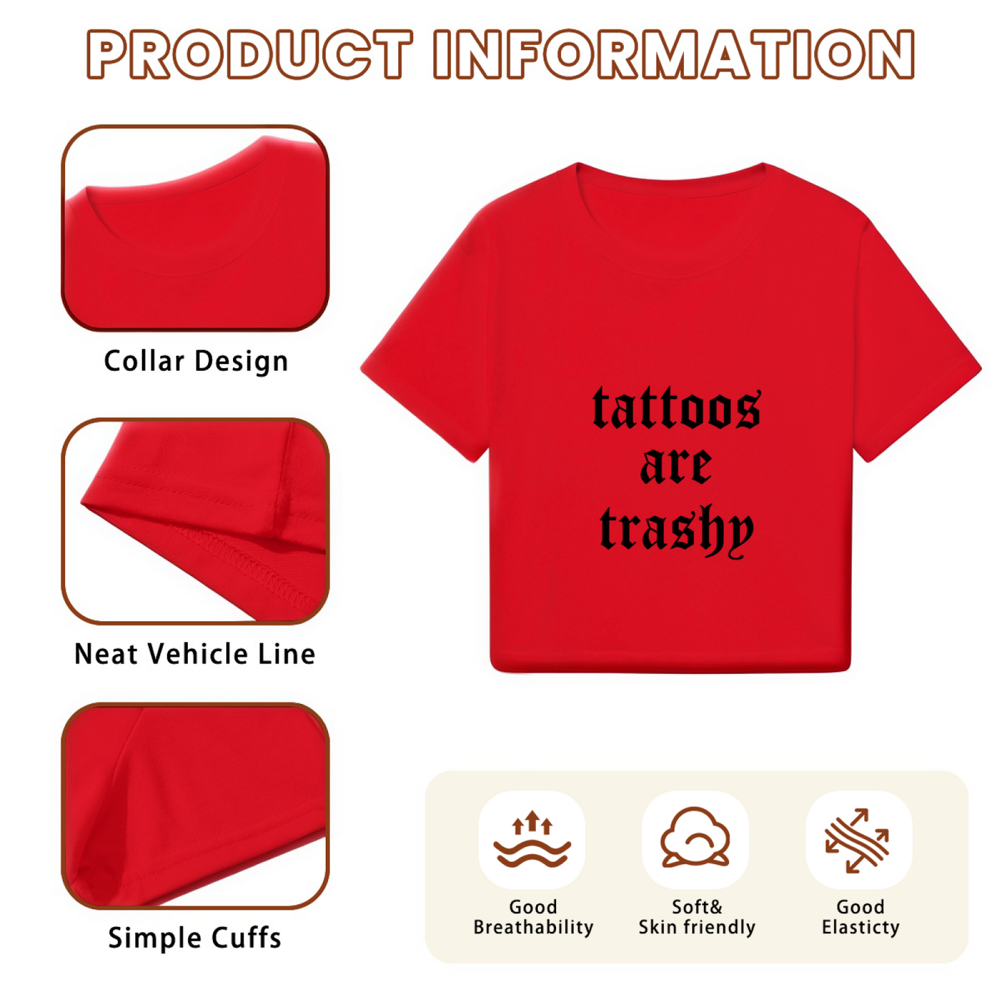 Gothic Font Tattoos Are Trashy Edgy Red Crop Top