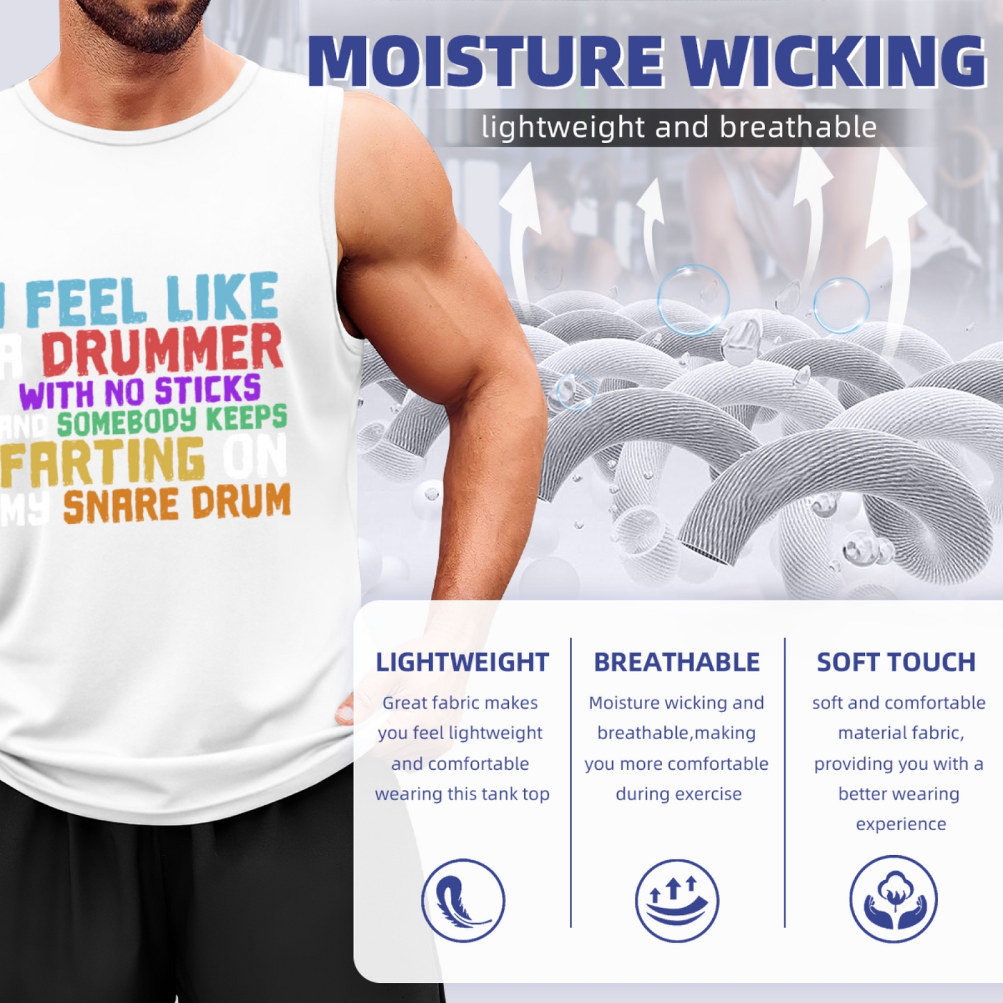 Funny Drummer Snare Drum Humor Color Text Sleeveless Top