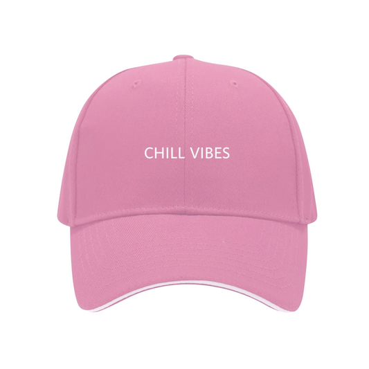 CHILL VIBES Letter Print Pink Sandwich Baseball Cap, Relaxed Vibe Street Hat