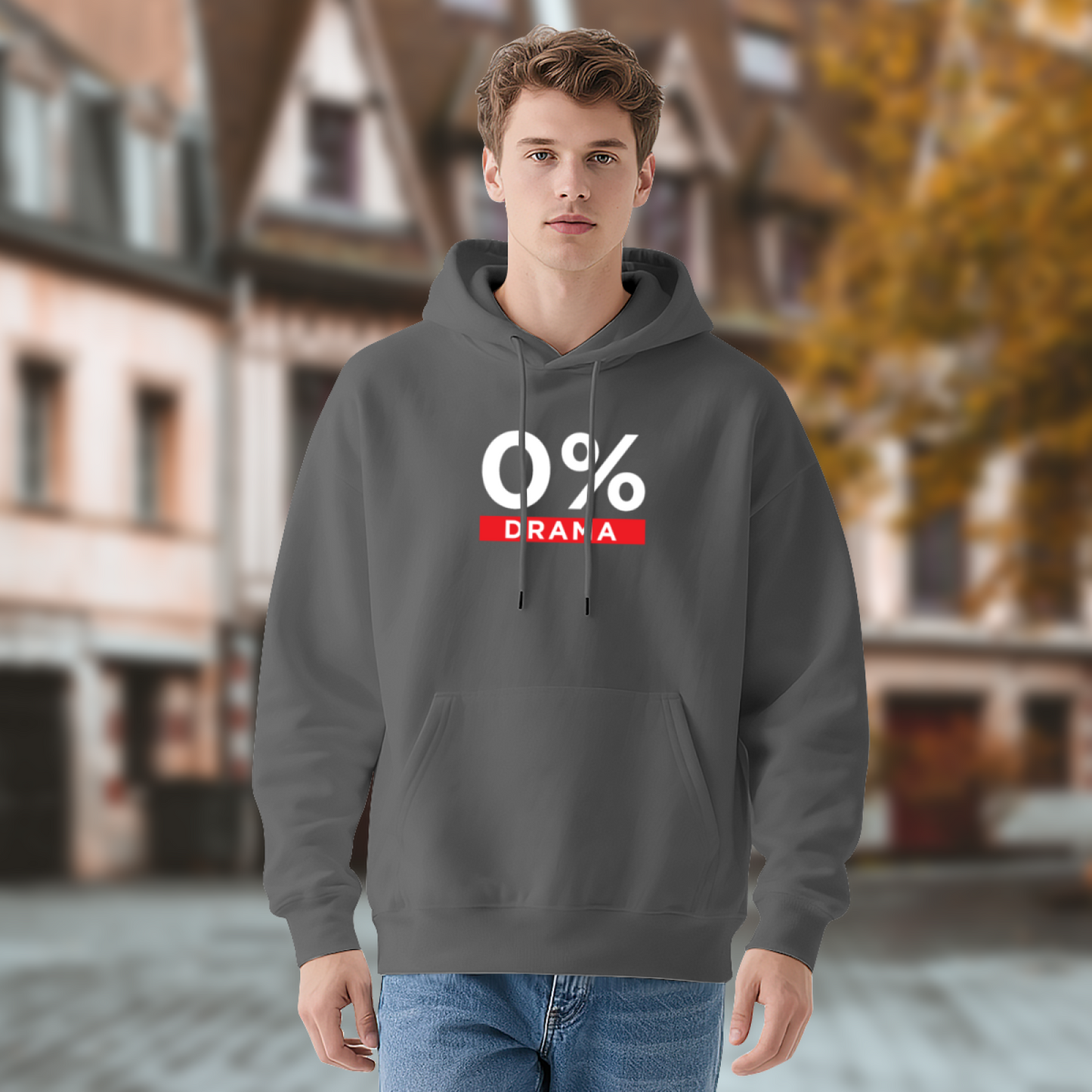 Zero Percent Drama Minimal Graphic Unisex Hoodie, Soft Cozy Daily Wear