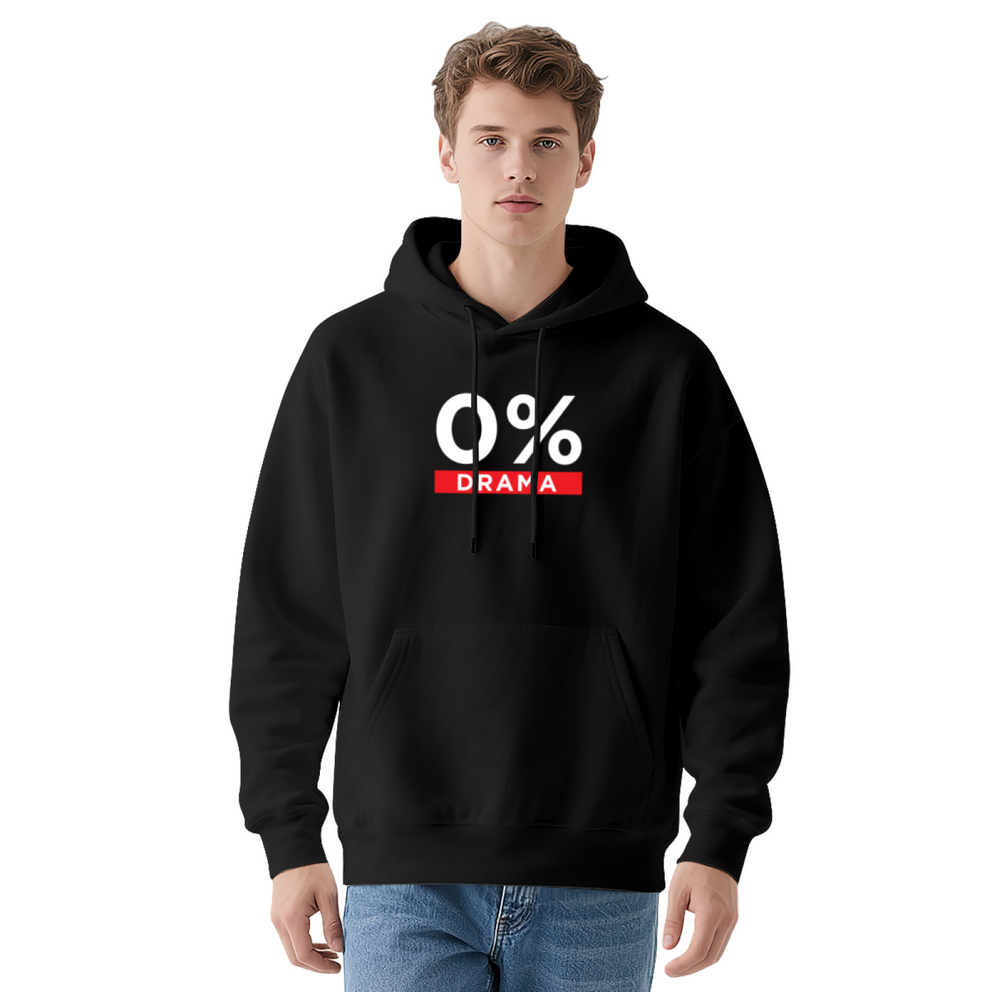 Zero Percent Drama Minimal Graphic Unisex Hoodie, Soft Cozy Daily Wear