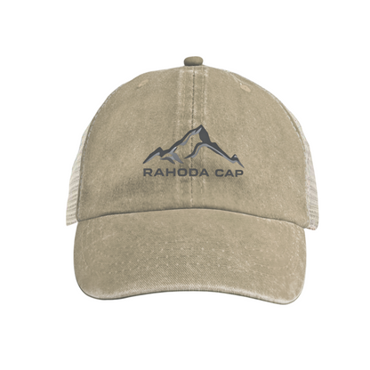 Minimal Mountain Rahoda Cap Graphic Distressed Mesh Trucker Hat, Outdoor Hiking Hat