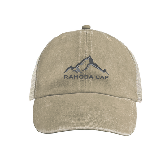 Minimal Mountain Rahoda Cap Graphic Distressed Mesh Trucker Hat, Outdoor Hiking Hat