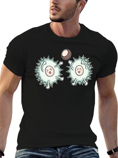 Funny White Blood Cells Playing Ball Black T-Shirt