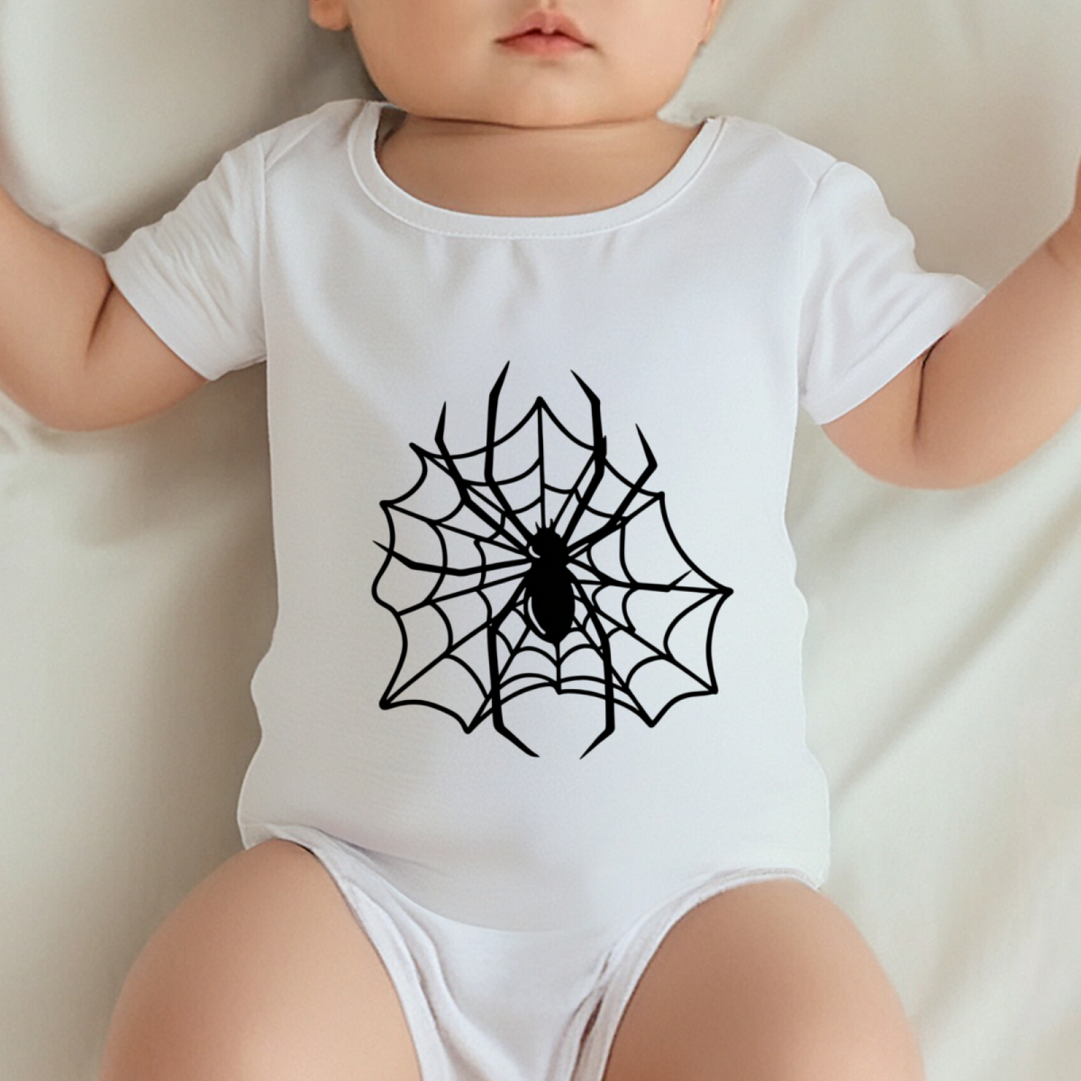 Spooky Spider Web Cool Graphic Baby Short Sleeve Bodysuit