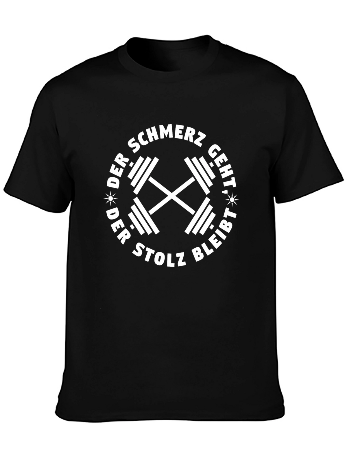 Mens Black Der Schmerz Geht Graphic T-Shirt