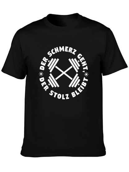 Mens Black Der Schmerz Geht Graphic T-Shirt