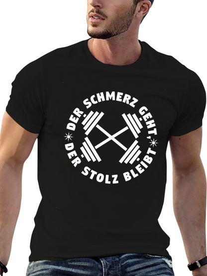 Mens Black Der Schmerz Geht Graphic T-Shirt