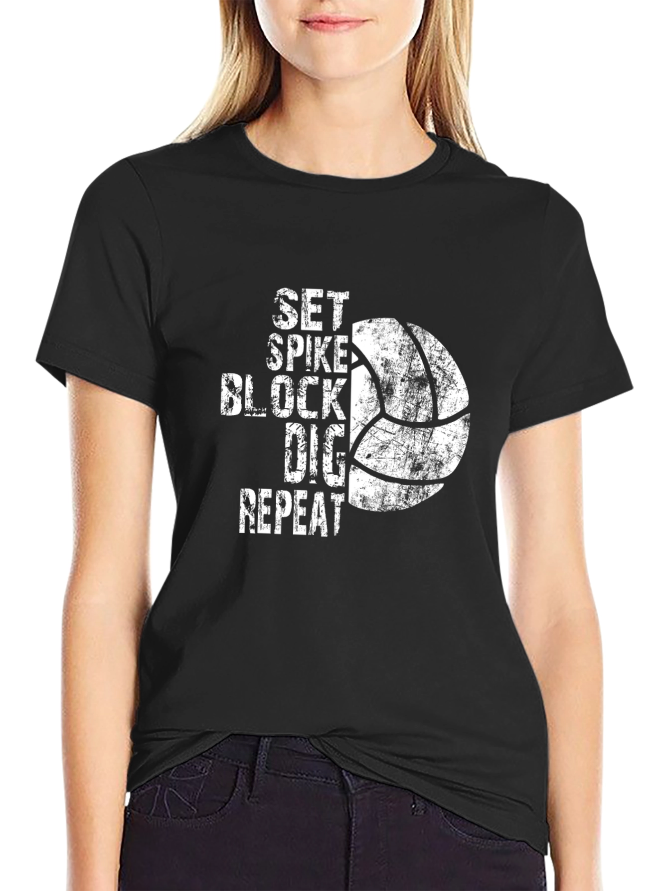 Volleyball T-Shirt: Set Spike Block Dig Repeat