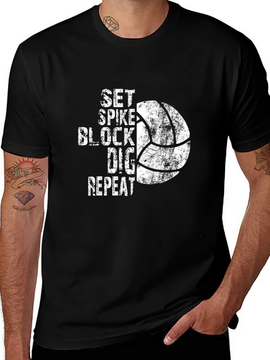 Volleyball T-Shirt: Set Spike Block Dig Repeat