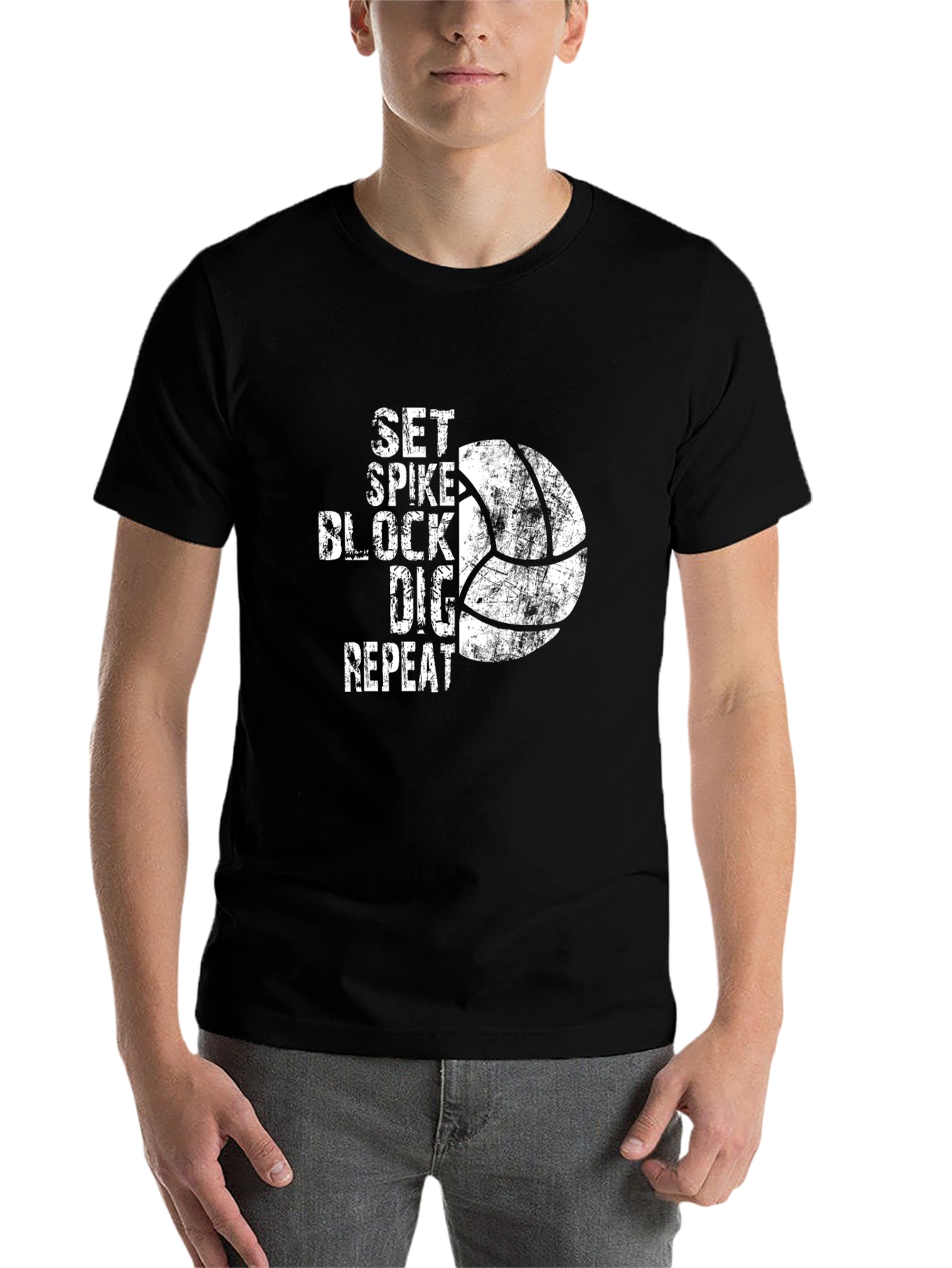 Volleyball T-Shirt: Set Spike Block Dig Repeat