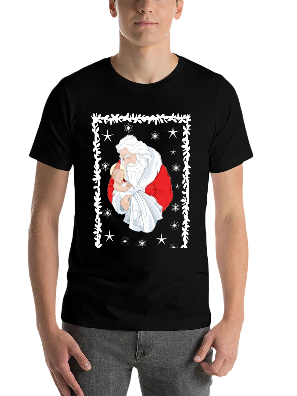 Santa Holding Baby Christmas T-Shirt