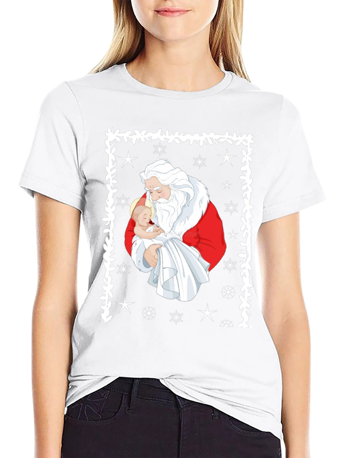 Santa Holding Baby Christmas T-Shirt