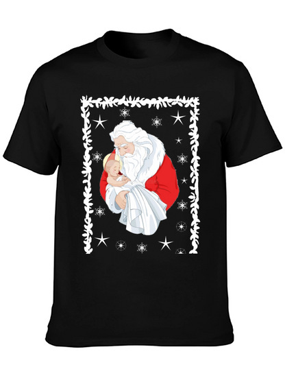 Santa Holding Baby Christmas T-Shirt