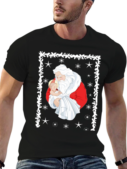 Santa Holding Baby Christmas T-Shirt