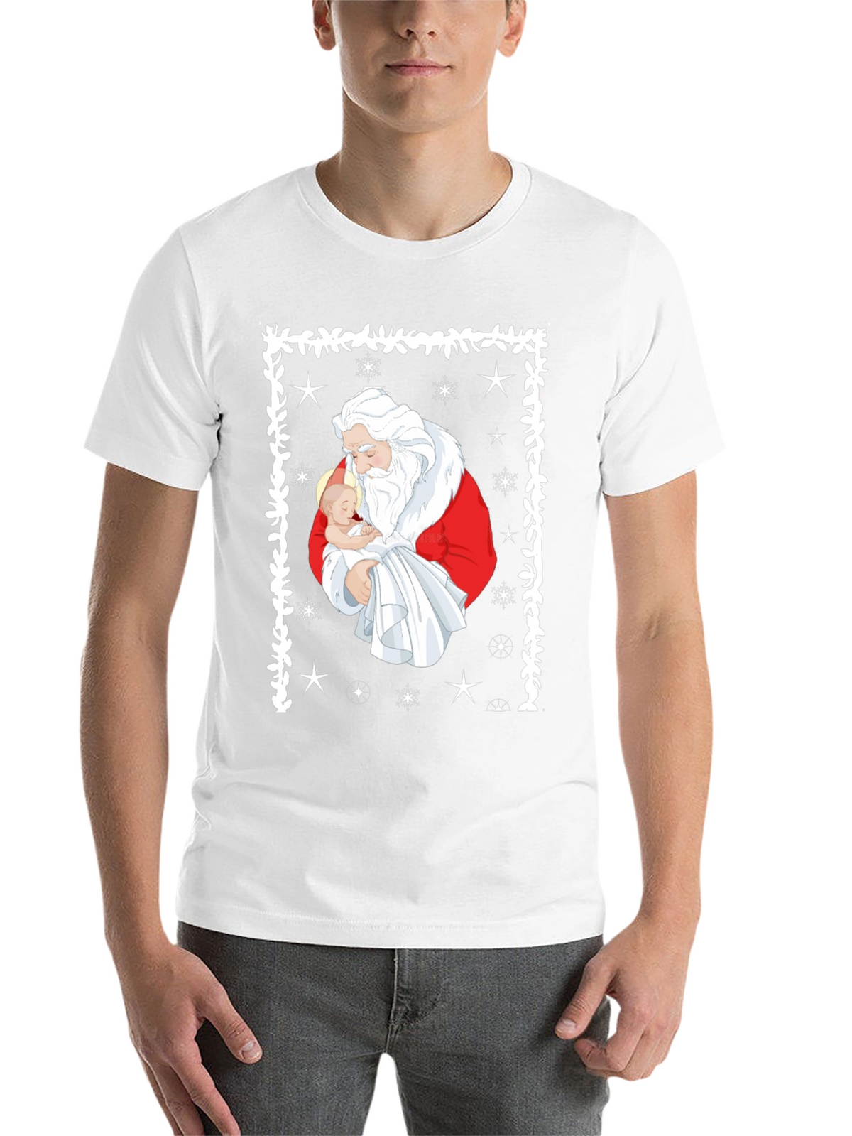 Santa Holding Baby Christmas T-Shirt