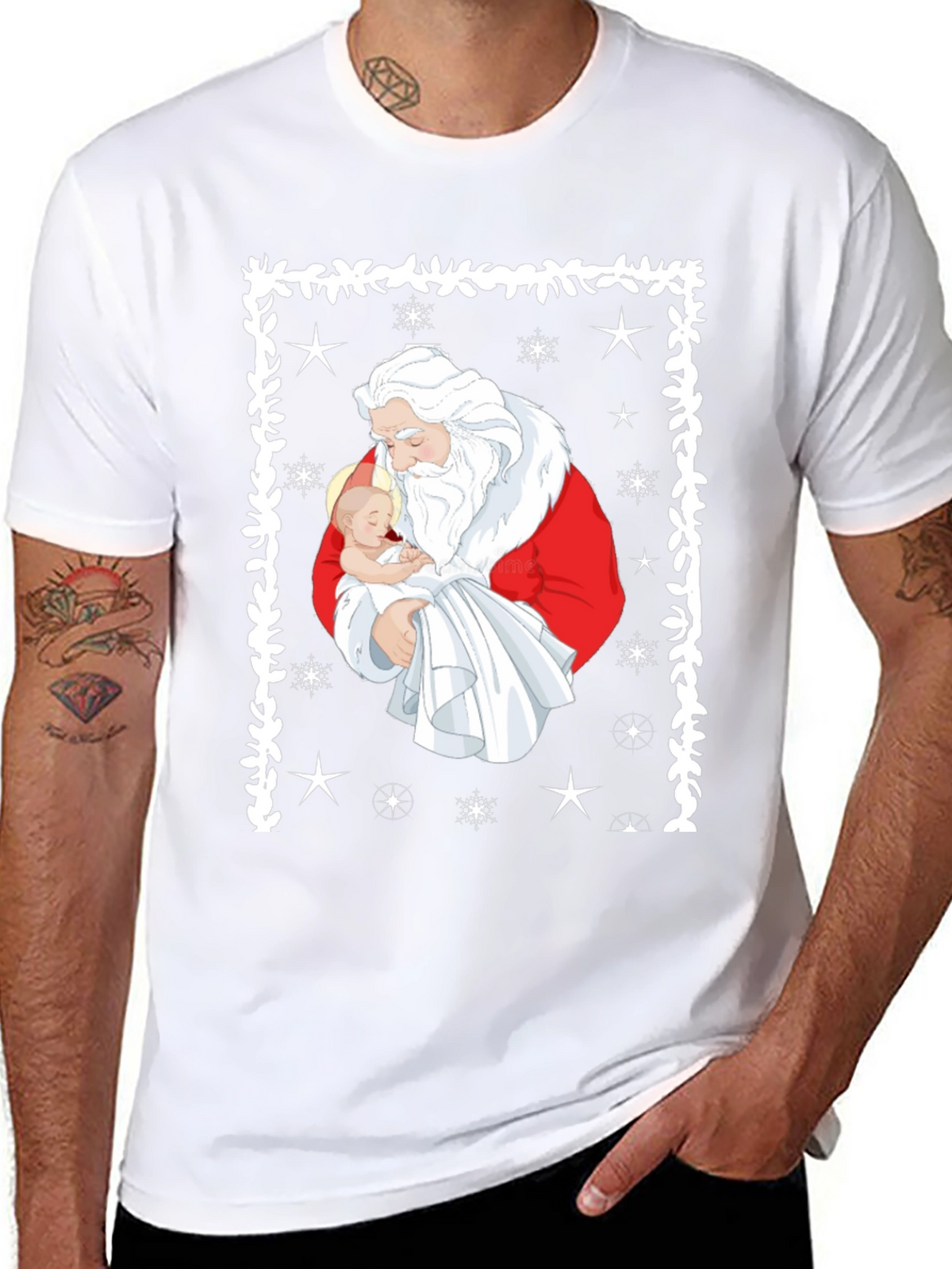 Santa Holding Baby Christmas T-Shirt