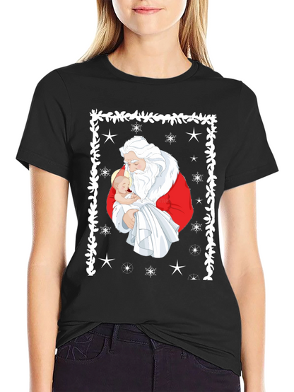Santa Holding Baby Christmas T-Shirt