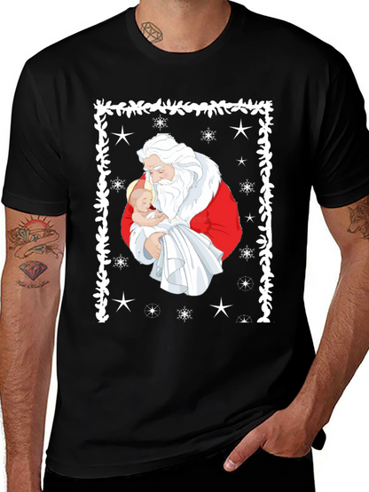 Santa Holding Baby Christmas T-Shirt