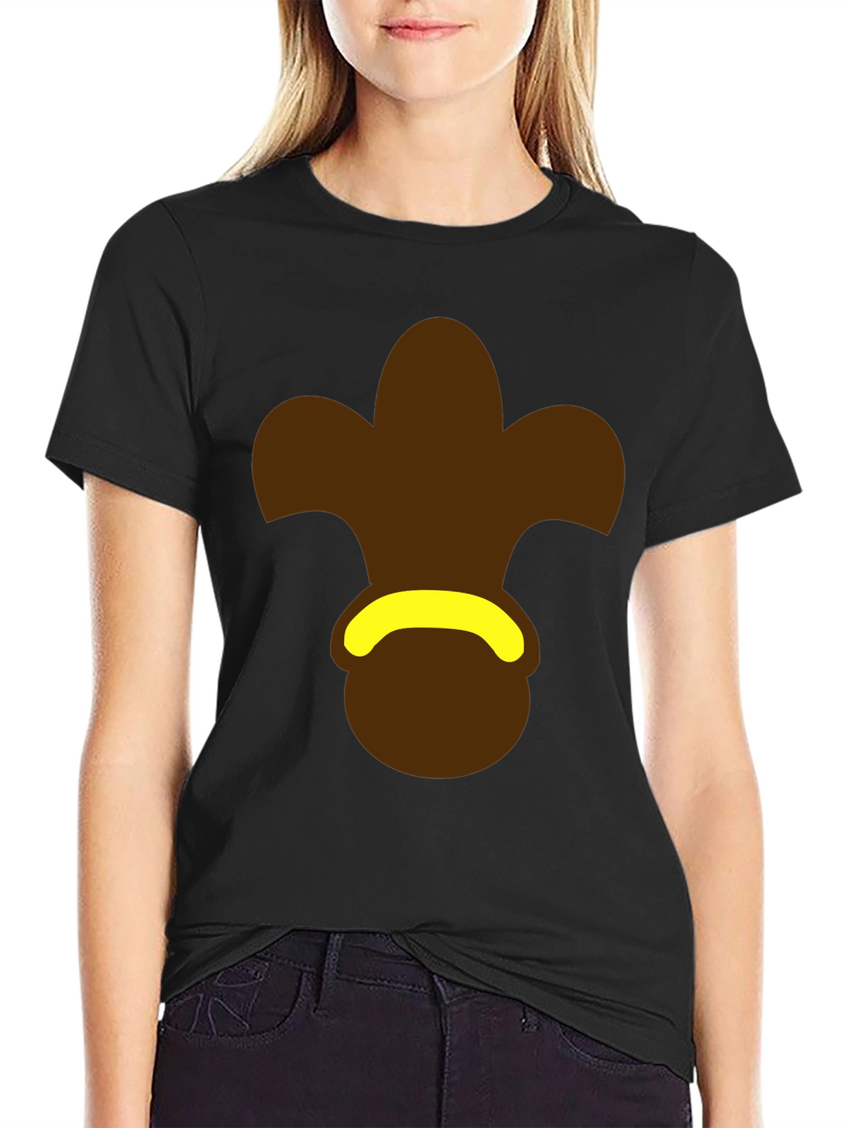 Brown Fleur-de-Lis Black T-Shirt