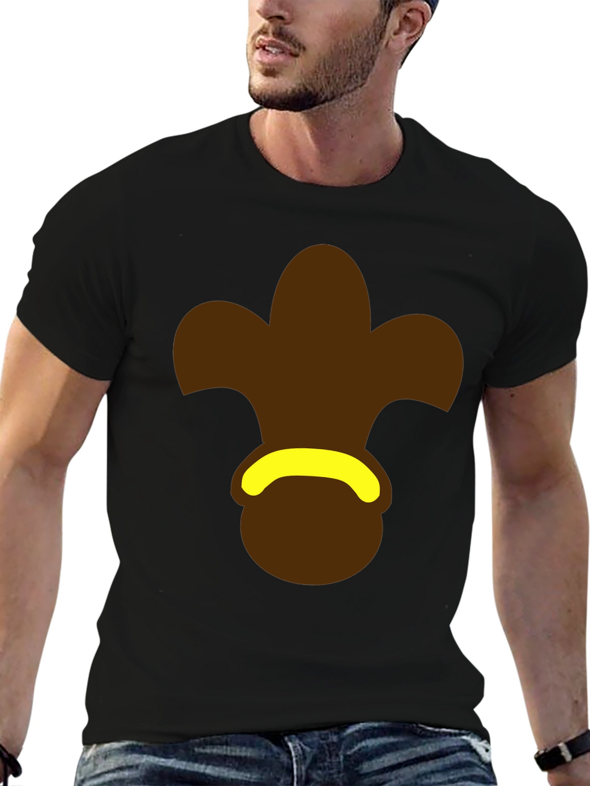 Brown Fleur-de-Lis Black T-Shirt