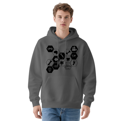 Doctor Specialty Hexagon Icon White Hoodie, Medical Worker Comfort Pullover