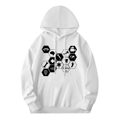 Doctor Specialty Hexagon Icon White Hoodie, Medical Worker Comfort Pullover