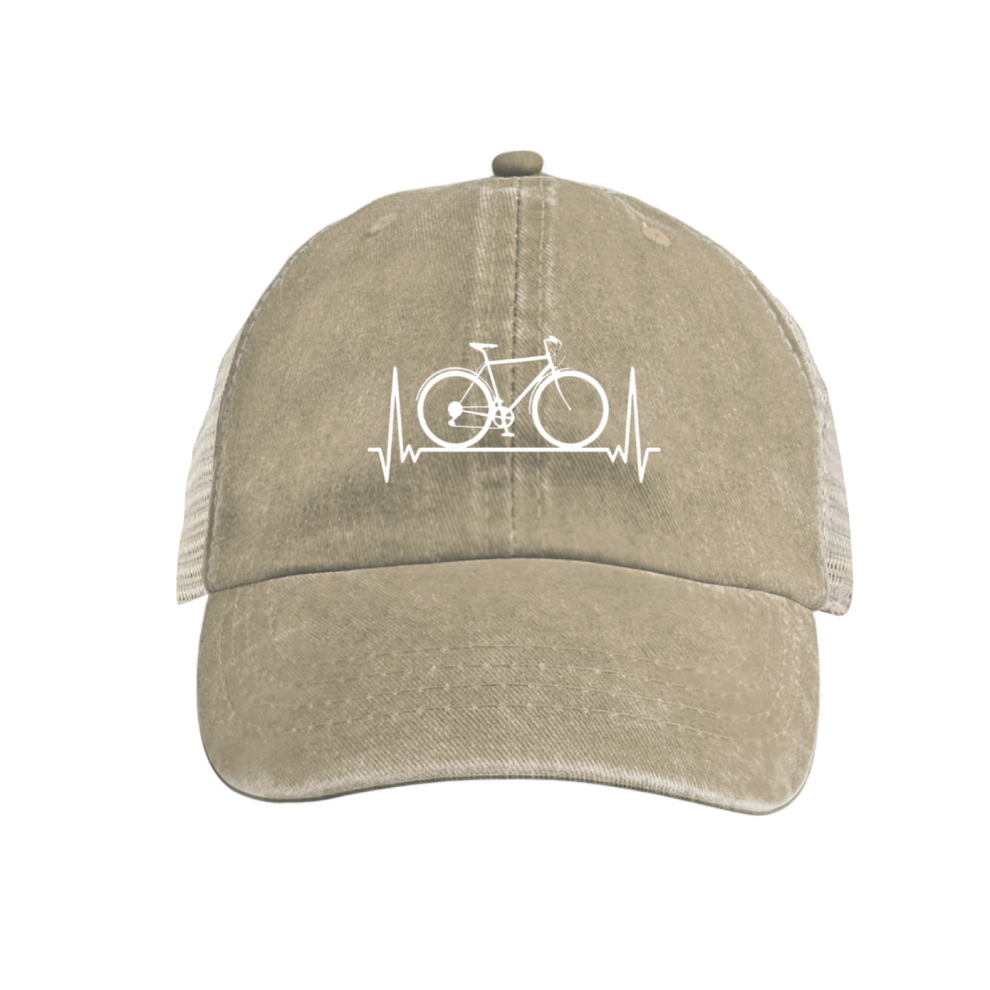Cyclist Heartbeat Vintage Washed Mesh Trucker Cap ¨C Bike Lover Breathable Summer Hat
