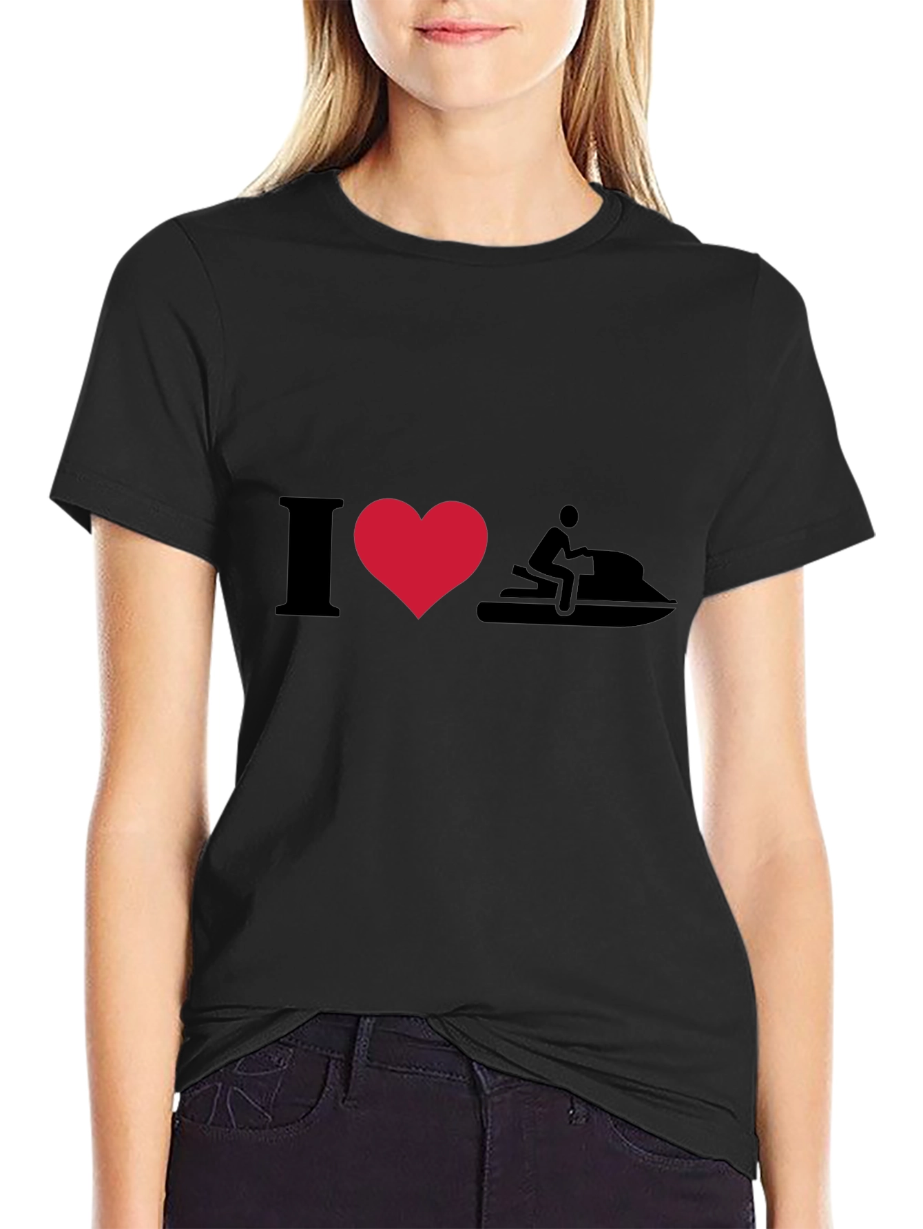 I Heart Jet Skiing T-Shirt - Black Cotton Tee