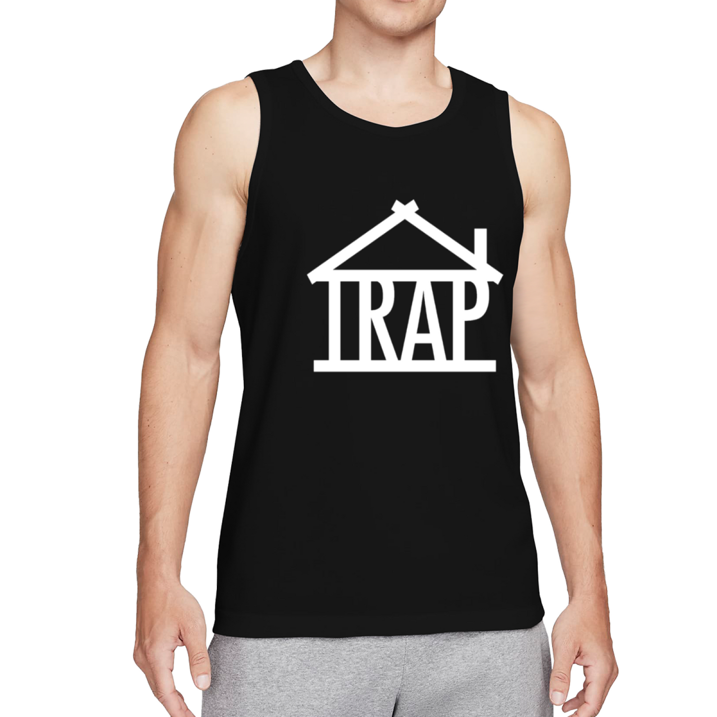 Trap House Hip Hop Minimal White Logo Street Tank Top